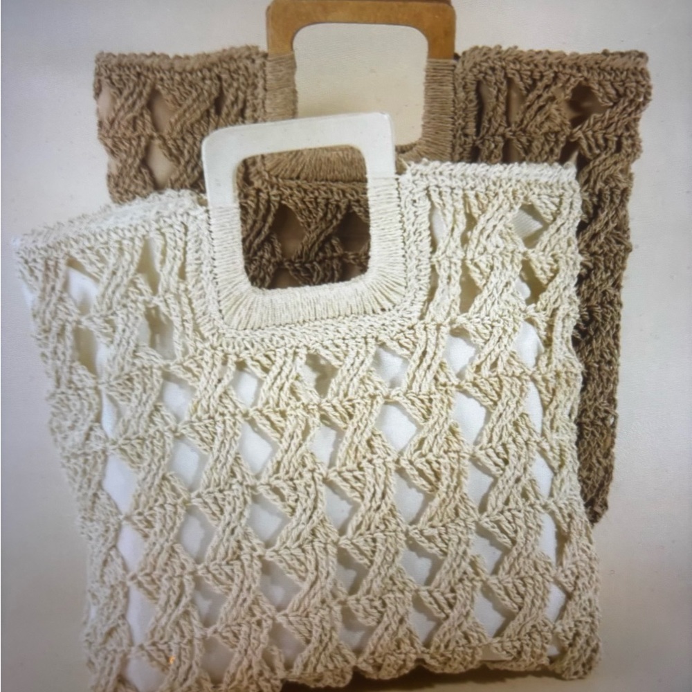 Square Straw Braided Tote Bag